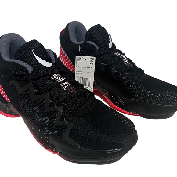 Adidas Marvel x D.O.N. Issue #2 Venom Black Red Basketball Shoes Size 8 FW9038 - Picture 3 of 7